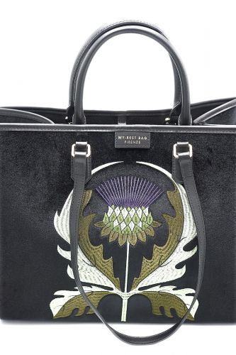 Sac cabas tissé à la main thème floral MY-BEST BAG | Marine