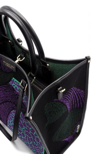 Grand shopper avec fleur mauve et vert MYBESTBAG | Marine