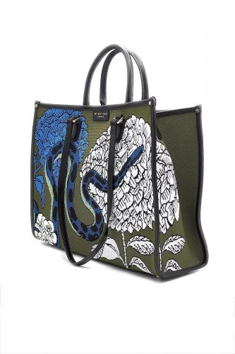 Sac cabas motif serpent & fleurs MY-BEST BAG | Marine