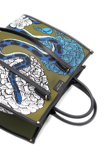 Sac cabas motif serpent & fleurs MY-BEST BAG | Marine