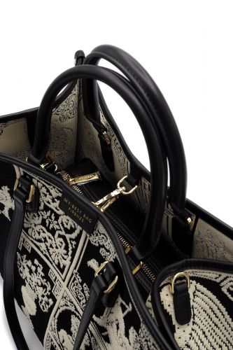 Grand shopper tapisserie noir & écru MYBESTBAG |Marine