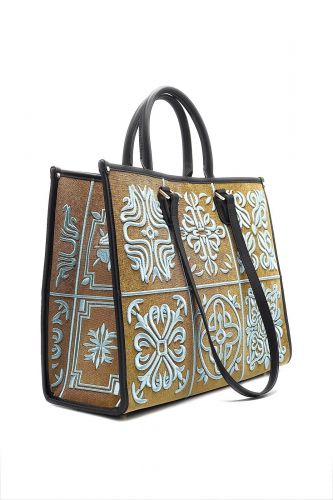Sac cabas en velours tapisserie MY-BEST BAG | Marine