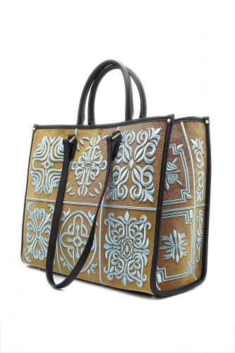Sac cabas en velours tapisserie MY-BEST BAG | Marine
