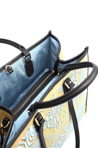 Sac cabas en velours tapisserie MY-BEST BAG | Marine