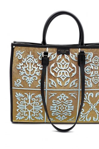 Sac cabas en velours tapisserie MY-BEST BAG | Marine