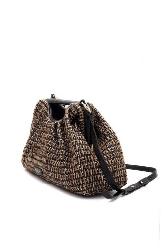 Pochette tressée noir et naturel MYBESTBAG | Marine