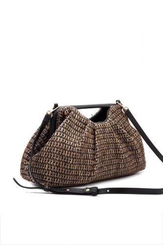 Pochette tressée noir et naturel MYBESTBAG | Marine