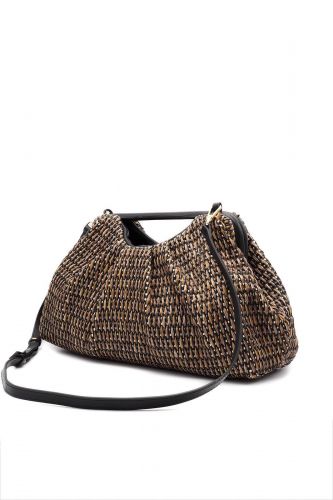 Pochette tressée noir et naturel MYBESTBAG | Marine