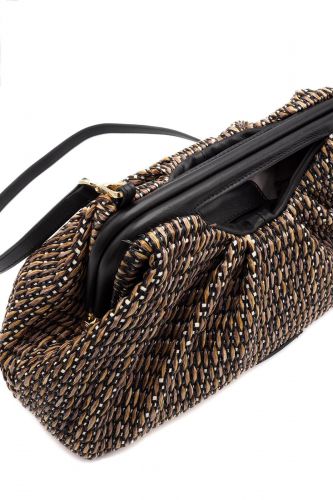 Pochette tressée noir et naturel MYBESTBAG | Marine