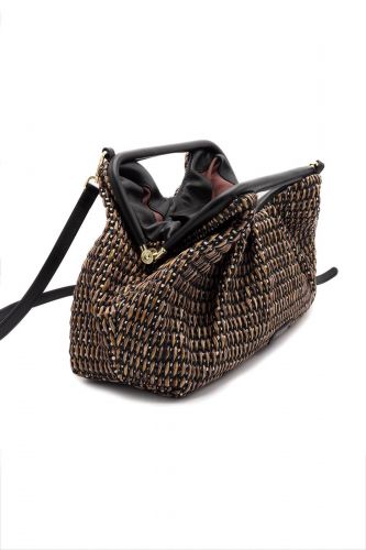 Pochette tressée noir et naturel MYBESTBAG | Marine
