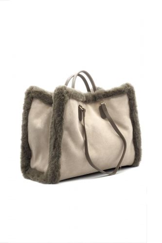 My-Best Bag  sac Brun femmes (Sac shopper bord fake fur - 1014 baron) - Marine | Much more than shoes