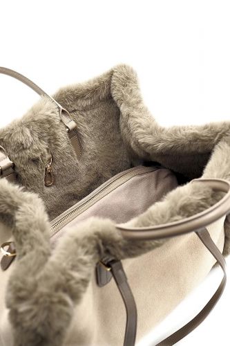 My-Best Bag  sac Brun femmes (Sac shopper bord fake fur - 1014 baron) - Marine | Much more than shoes