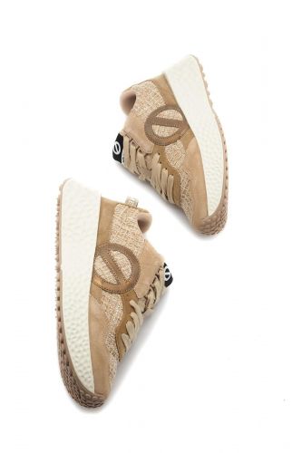 Baskets semelle épaisse en tweed beige NO NAME | Marine