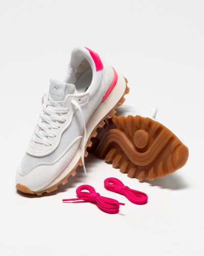 Nomad Society basket bas Blanc femmes (blanche logo fushia fluo - WS100 blanc + fluo rose) - Marine | Much more than shoes