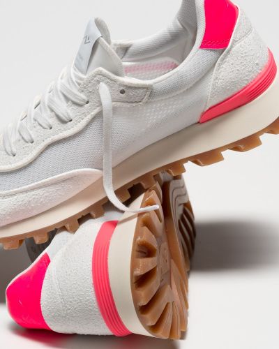 Nomad Society basket bas Blanc femmes (blanche logo fushia fluo - WS100 blanc + fluo rose) - Marine | Much more than shoes