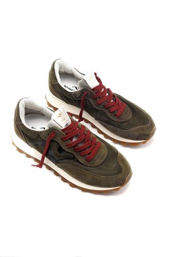 Nomad Society basket bas Kaki hommes (sneaker hyper souple kaki lacets bordeau - MS110 kaki olive) - Marine | Much more than shoes