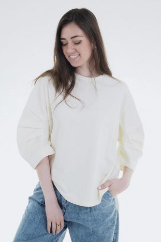 Nude tee-Shirt Beige femmes (manches ballon - 25288 TS manches ballon) - Marine | Much more than shoes