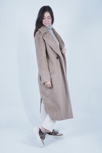 Oakwood manteau Camel femmes (manteau long fake fur lisse   - MOTION camel) - Marine | Much more than shoes