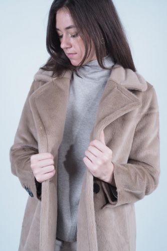 Oakwood manteau Camel femmes (manteau long fake fur lisse   - MOTION camel) - Marine | Much more than shoes