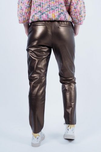 Pantalon en cuir bronze métalisé OAKWOOD | Marine