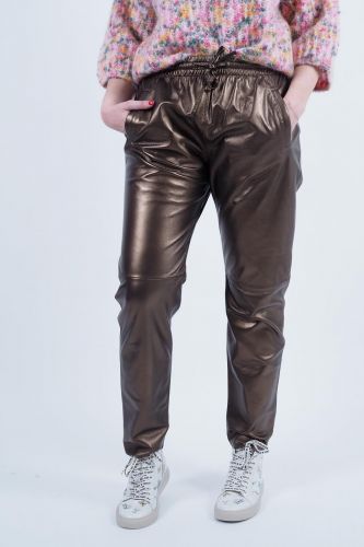 Pantalon en cuir bronze métalisé OAKWOOD | Marine