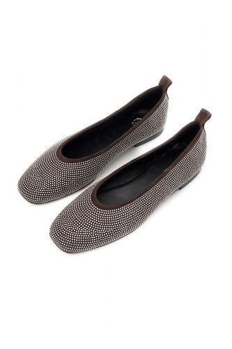 Odare Ballerines Brun femmes (Plate mini studs fond brun chataigne - AGATA brun studs argent) - Marine | Much more than shoes