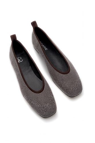 Odare Ballerines Brun femmes (Plate mini studs fond brun chataigne - AGATA brun studs argent) - Marine | Much more than shoes