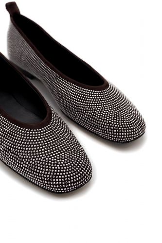 Odare Ballerines Brun femmes (Plate mini studs fond brun chataigne - AGATA brun studs argent) - Marine | Much more than shoes