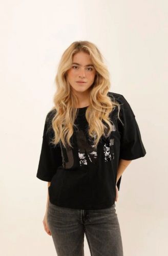 T-shirt ONE brodé en sequins ONE TEE | Marine