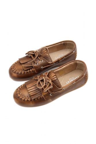 Boatshoes en cuir avec franges PAVEMENT | Marine