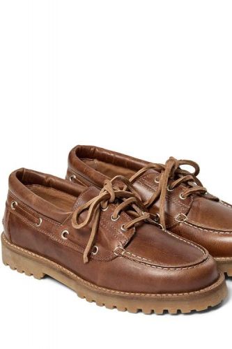 Boat shoe cuir naturel avec semelle crantée PAVEMENT | Marine