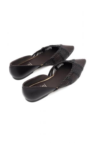 Ballerines bicolore noir et marron en cuir PERTINI | Marine