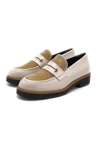 Pertini mocassin Beige femmes (cuir brillant plateau pony - 32731 beige cuir & pony) - Marine | Much more than shoes