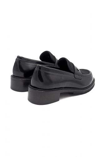 Mocassin en cuir glacé noir PERTINI | Marine