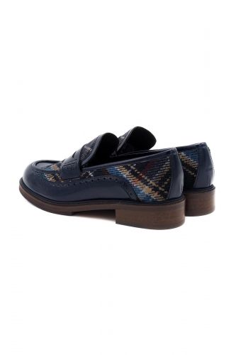 Mocassin bleu tartan PERTINI | MARINE Auvelais