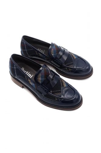 Mocassin bleu tartan PERTINI | MARINE Auvelais