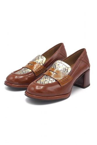 Pertini mocassin Brun-multi femmes (talon large uni multi brun cognac - 32773 ½ T vernis cognac multi) - Marine | Much more than shoes