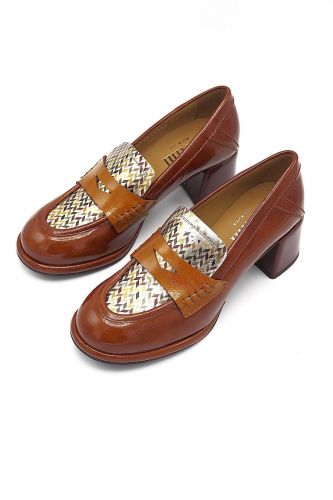 Pertini mocassin Brun-multi femmes (talon large uni multi brun cognac - 32773 ½ T vernis cognac multi) - Marine | Much more than shoes