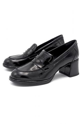 Pertini mocassin Noir femmes (talon large uni vernis - 32751 ½ T noir vernis) - Marine | Much more than shoes