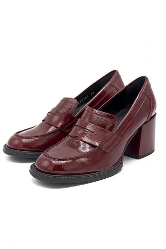 Pertini mocassin Rouge femmes (talon large uni vernis - 32831 ½ T rouge marsala vernis) - Marine | Much more than shoes