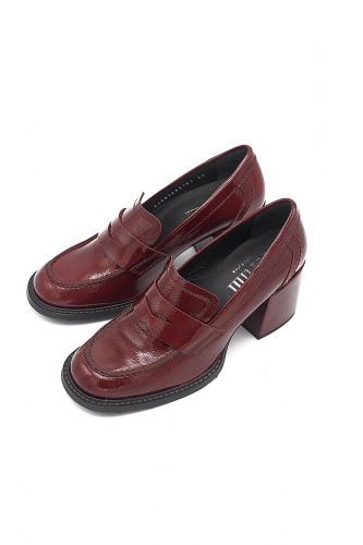 Pertini mocassin Rouge femmes (talon large uni vernis - 32831 ½ T rouge marsala vernis) - Marine | Much more than shoes