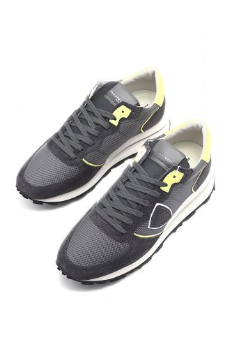 Baskets en nubuk gris et jaune fluo PHILIPPE MODEL | Marine