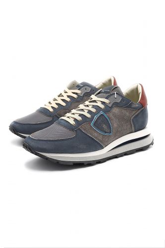 Baskets en cuir bleu & gris effet usé PHILIPPE MODEL | Marine