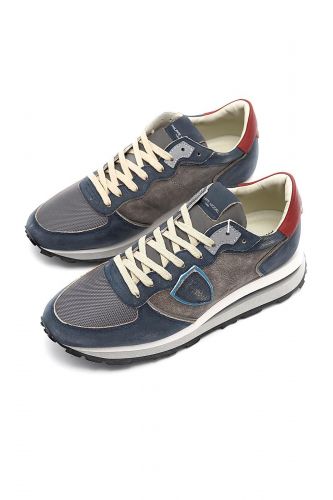 Baskets en cuir bleu & gris effet usé PHILIPPE MODEL | Marine