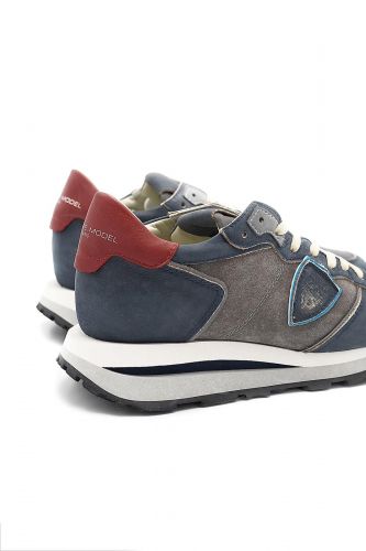 Baskets en cuir bleu & gris effet usé PHILIPPE MODEL | Marine
