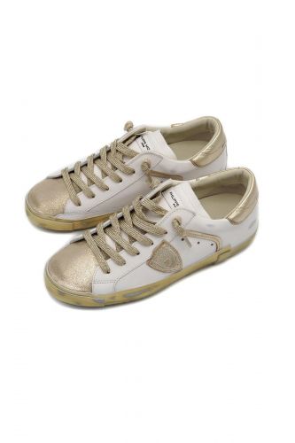 Baskets blanc et or, lacets paillettes PHILIPPE MODEL | Marine