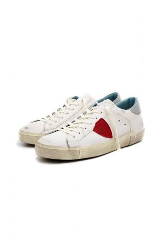 Philippe Model basket bas Blanc hommes (Basses semelle vintage  - PARIS VP22 blanc logo rouge) - Marine | Much more than shoes
