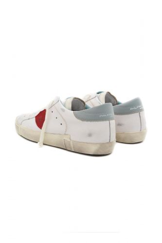 Philippe Model basket bas Blanc hommes (Basses semelle vintage  - PARIS VP22 blanc logo rouge) - Marine | Much more than shoes