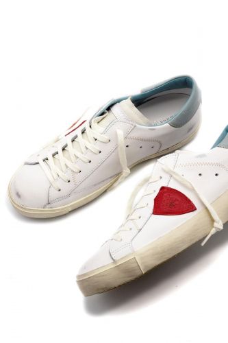 Philippe Model basket bas Blanc hommes (Basses semelle vintage  - PARIS VP22 blanc logo rouge) - Marine | Much more than shoes