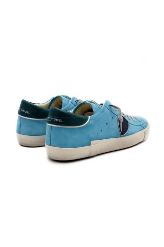 Philippe Model basket bas Turquoise hommes (Basses semelle vintage  - PARIS XS19 turquoise nubuk) - Marine | Much more than shoes